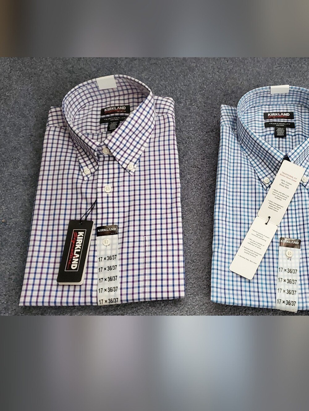 Kirkland Signature Blue & Purple Plaid Button-Down Dress Shirts - 2-Pack